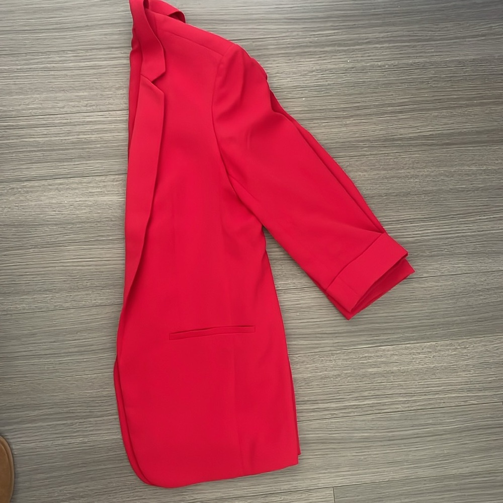 Express Red Open Front Boyfriend Blazer